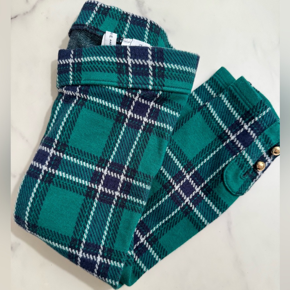 Janie and Jack button cuff ponte pant in plaid